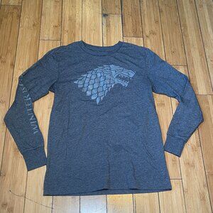 Game of Thrones Gray Long Sleeve Graphic T Shirt Winter is Coming Men Sz M